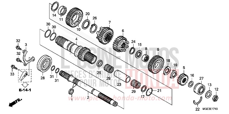TRANSMISSION (VFR1200FD) (MAINSHAFT) for VFR1200F Dual Clutch TITANIUM BLADE METALLIC (YR316) from 2013